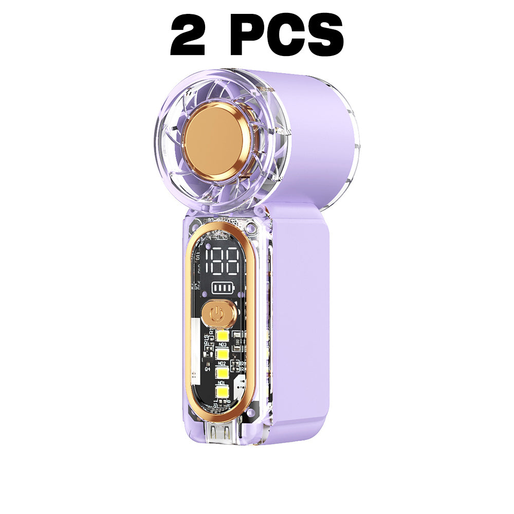 2 Pack Mini Handheld Fan, Compression Small Wind Cannon with SOS Mode, Lightweight Design, 22000 Rpm High speed Wind, 100 Gear Stepless Adjustment, Long Battery Life, Low Noise Pocket Fan, a Variety of Color Schemes Optional, Essential for Outdoor Camping