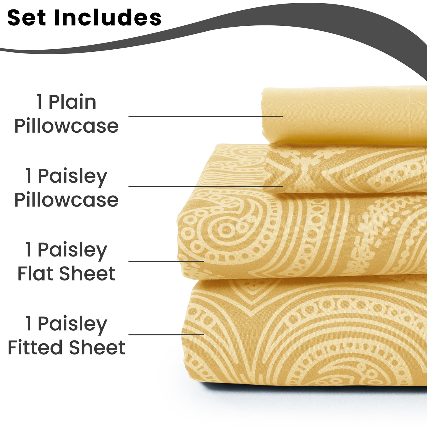 6/4 Piece Paisley Bed Sheet Set – Soft Brushed 100% polyester Wrinkle Free Sheets, Deep Pocket Fitted Sheet, Luxurious Printed Bed Sheets, All-Season Comfort