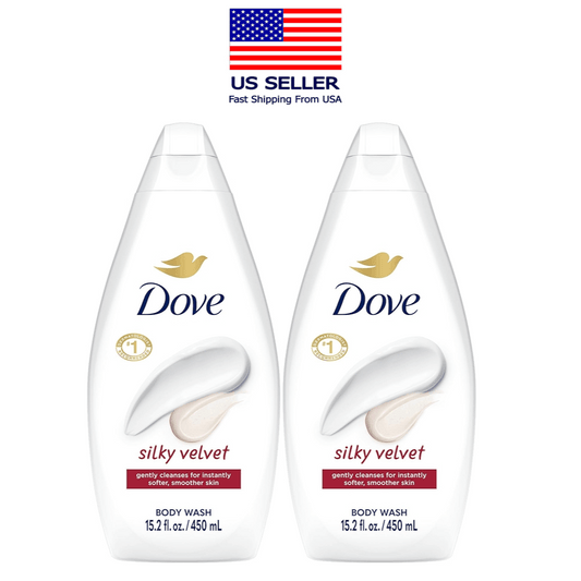 Dove Body Wash Silky Velvet 2-Pack 450ml – Moisturizing Shower Gel with Silk Proteins for Soft, Smooth & Nourished Skin