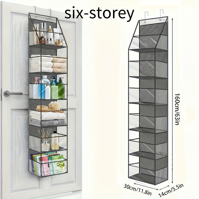 4/ 6 Layer Hanging Storage Bag - Foldable, Non-Woven, White/ Grey/ Black, Window Design, for Bedroom/ Bathroom/ Office, Space Saving, Suitable for Nursery