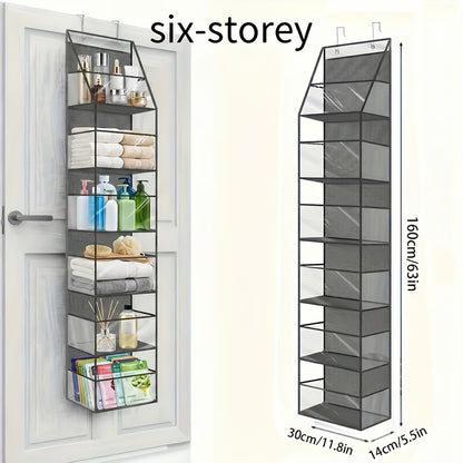 4/ 6 Layer Hanging Storage Bag - Foldable, Non-Woven, White/ Grey/ Black, Window Design, for Bedroom/ Bathroom/ Office, Space Saving, Suitable for Nursery