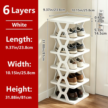 1pc Removable 6/9 Tier Shoe Rack, Space Saving Folding Shoe Rack for Home And Dormitory, Hallway, Living Room - Separate Narrow Shoe Rack for Indoor Doorway Storage. Holds Keys, Small Photo Frames, Etc.