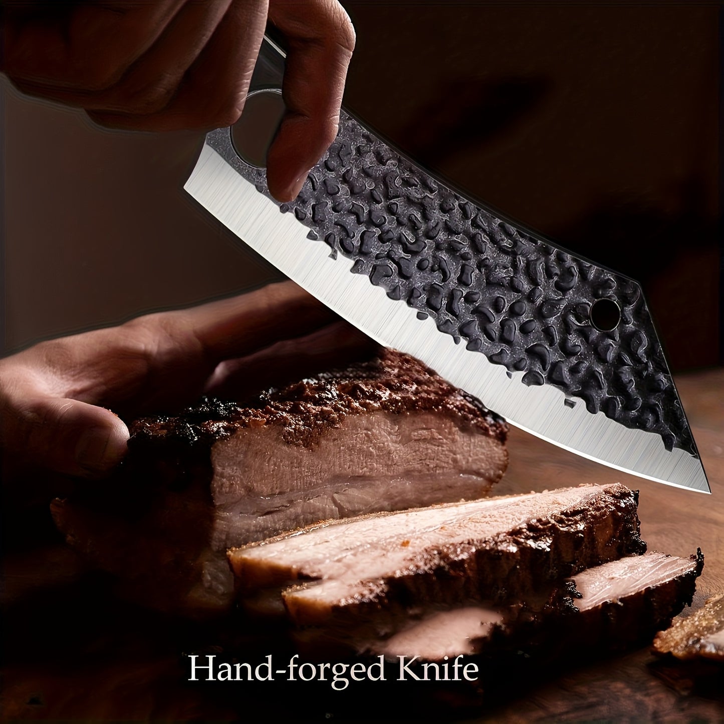 Butcher Knife 8 Inch Ultra Sharp Carving Knife For Meat Vegetable Cutting With Finger Hole Hand Forged Chopping Knife Cooking Knife Cleaver, Gift For Family And Friend