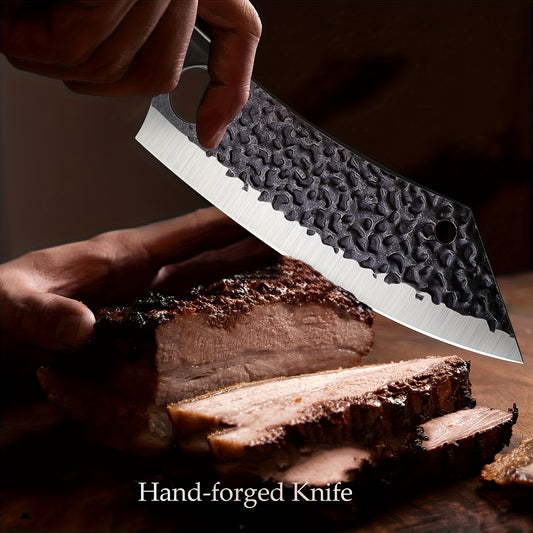 Butcher Knife 8 Inch Ultra Sharp Carving Knife For Meat Vegetable Cutting With Finger Hole Hand Forged Chopping Knife Cooking Knife Cleaver, Gift For Family And Friend