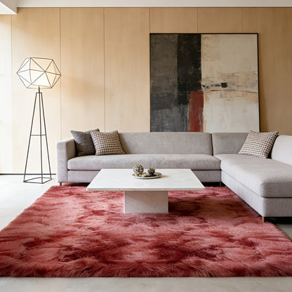 Round Faux Fur Area Rug - Soft Plush Circle Carpet for Living Room Bedroom, Machine Washable, Multiple Colors & Sizes