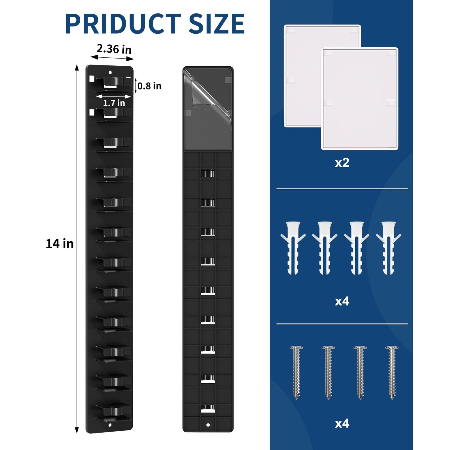2-Pack Heavy-Duty Hat Organizer with 24-Cap Capacity - Space-Saving Vertical Wall-Mounted Storage, Adhesive or Drilled Installation, Layered Hooks for Easy Access, Durable Polypropylene Construction - Ideal for Entryway, Closet, Bedroom