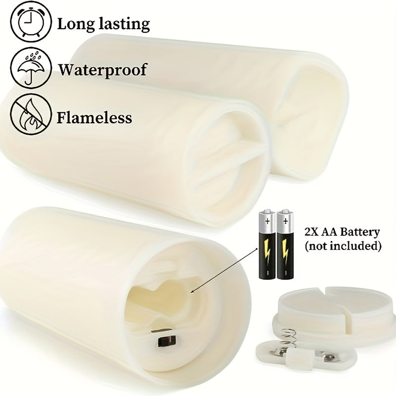 24 Indoor Outdoor Flameless Candles/Set, LED Candles, with 4 Remote Controls And Timer (4 "High 5" "6" *2). 2"") Halloween Wedding Decoration, Home Decoration, Gift Giving, Battery Powered (No Plug) IP44