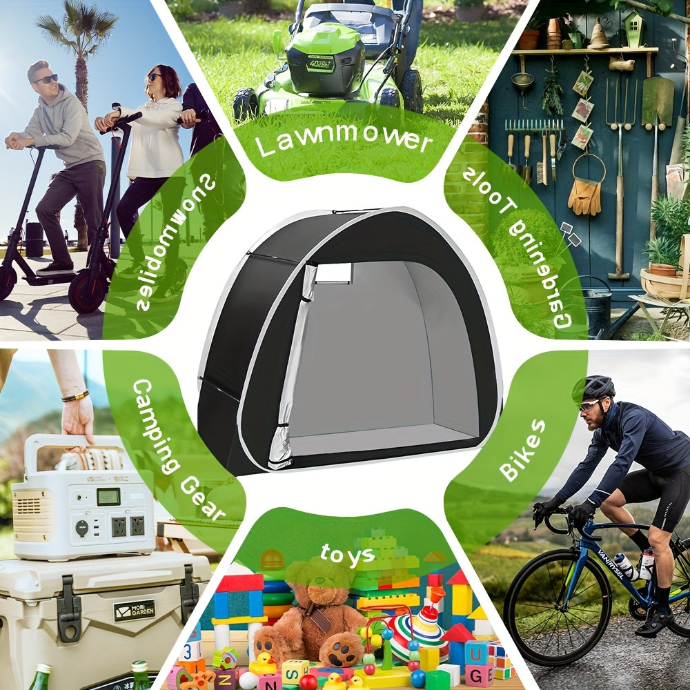 Winter Bicycle Storage Shed Tent, Courtyard Storage Tent, Gardening Tool Storage Room, 210D Oxford Fabric PU4000 Waterproof and Snowproof, Can Accommodate 2/3 Bicycles, Lawn Mower Storage Room, Suitable for Bicycles, Garden Tools, Lawn Mowers