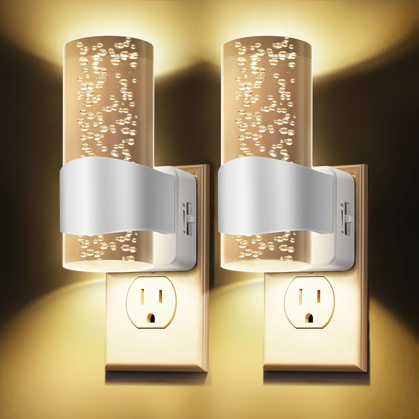 2 Pack Night Lights Plug Into Wall, LED Night Light Plug In, 3000K Dimmable Night Lights, Modern Automatic Plug In Night Light with Light Sensor for Hallway Bedroom, Christmas Gifts, Suitable for Giving Gifts At Christmas
