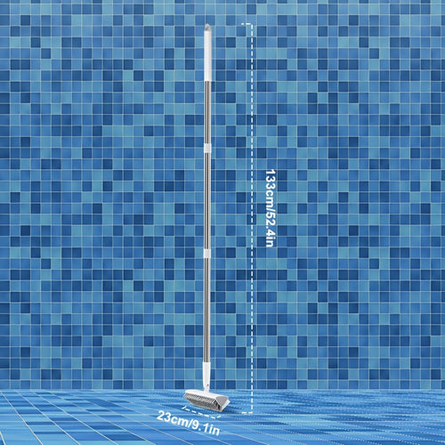 Cleaning Brush with Long Handle 180° Rotating Double-Sided Stiff Bristles Floor Scrub Brush for Bathroom Kitchen Patio Tile Shower Outdoor Heavy Duty Multi-Purpose Scrubber with Stainless Steel Handle