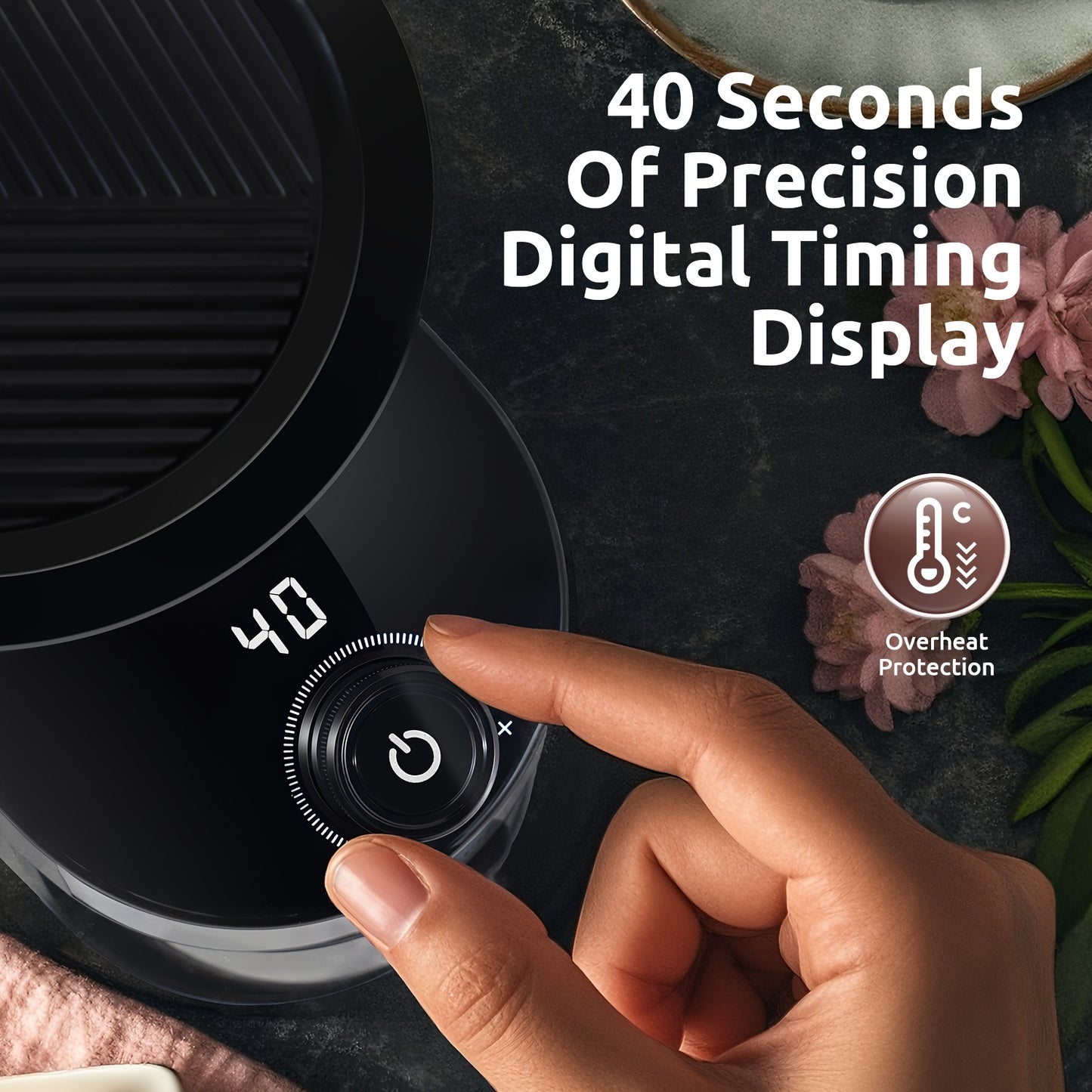 Coffee Grinder Burr Electric, Automatic Coffee Bean Grinder with 40 Seconds Digital Timer Display, Adjustable Burr Mill with 25 Precise Grind Setting, Black