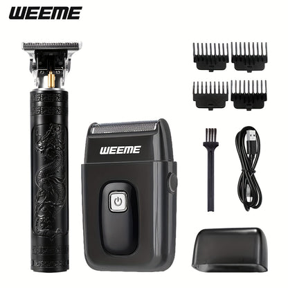 WEEME 2pcs Men'S Electric Hair Trimmer, Facial Hair Trimmer, Short Beard Trimmer. A Fine Electric Hair Trimmer And Short Beard Shaver. Haircuts, Shaving, Hair Trimming And Styling. It Can Be Used for Both Home And Car Travel