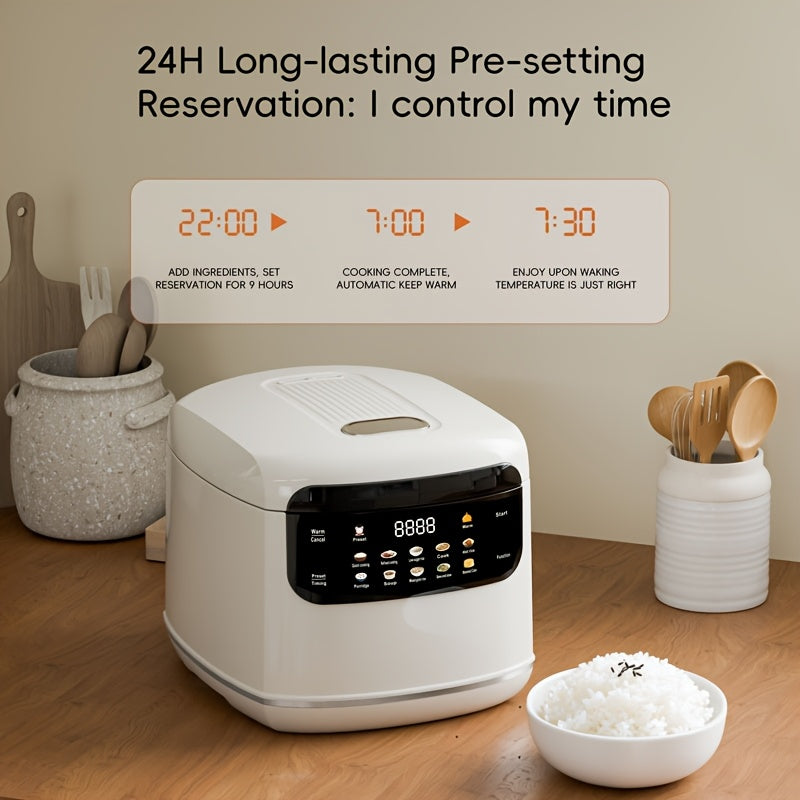 [Multifunctional Rice Cooker] Compact 2L (4 Cups) Multifunctional Rice Cooker -10in 1 Mini Rice Cooker, Suitable for Perfect Rice, Soup, Stew, Oatmeal, Cake, And Steamed Vegetables | Perfect for Small Kitchens, Dormitories, And Apartments