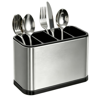 4-Layer Heavy-Duty Stainless Steel Dish Storage Box, with Separate Compartments, Suitable for Storage on Countertops Or in Cabinets, Suitable for Forks, Knives, Spoons, Chopsticks. A Modern Kitchen Utensil Storage Rack, And Durable.
