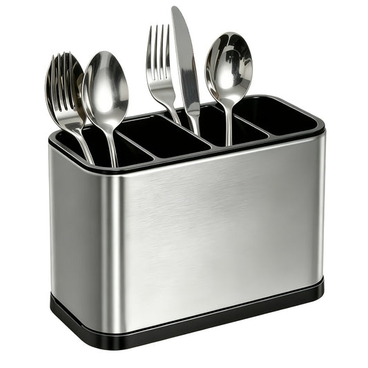 4-Layer Heavy-Duty Stainless Steel Dish Storage Box, with Separate Compartments, Suitable for Storage on Countertops Or in Cabinets, Suitable for Forks, Knives, Spoons, Chopsticks. A Modern Kitchen Utensil Storage Rack, And Durable.