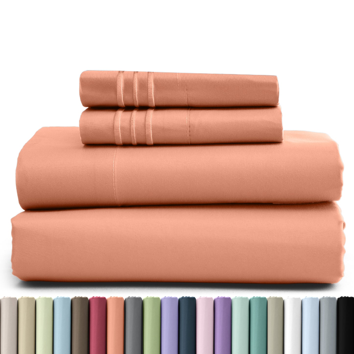 Hannah Bedding 4 Pieces Solid Colors Bed Sheets - 1800 Series Brushed Sheet Set With Pillowcases, Deep Pocket Bedding Set For Ultimate Comfort - Lightweight And Breathable Cooling Sheet Set - 16 Inches Deep Pocket