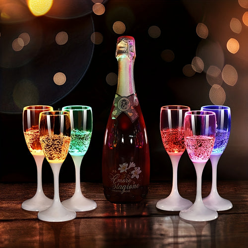 Set of 6 LED Glasses, Including Champagne Flutes, Cocktail Cups, And Sparkling Drinkware for Parties, Bars, Nightclubs, And Festive Occasions Like Christmas Weddings