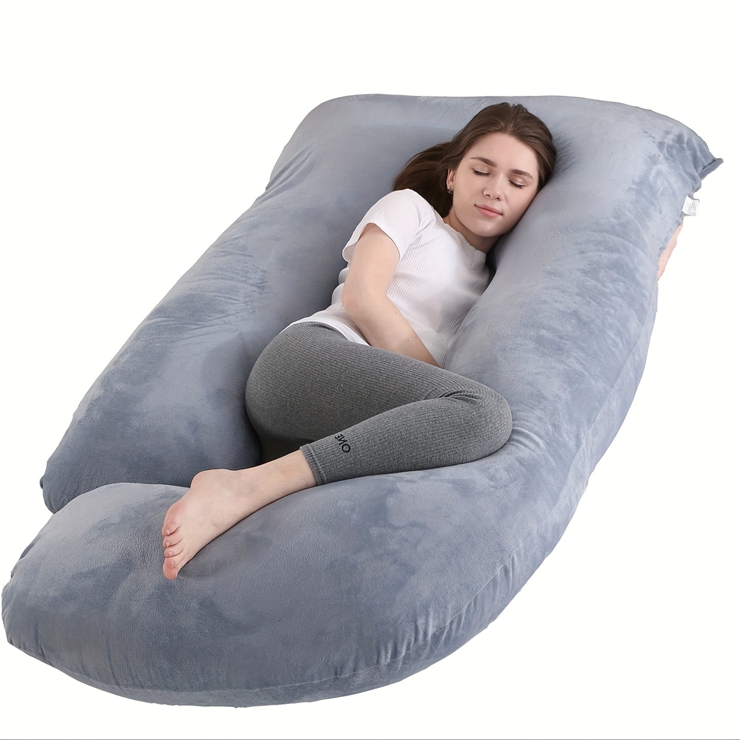 Pregnancy Pillow J-Shape 60 Inch Full Body Maternity Pillow with Velvet Cover – Back Leg Belly Support for Pregnant Women Side Sleeper Body Pillow Multiple Colors