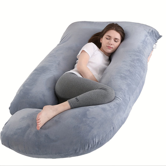 Pregnancy Pillow J-Shape 60 Inch Full Body Maternity Pillow with Velvet Cover – Back Leg Belly Support for Pregnant Women Side Sleeper Body Pillow Multiple Colors