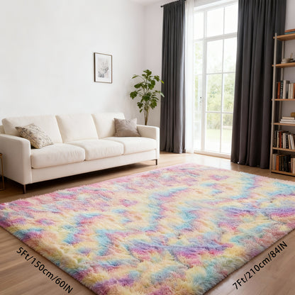 Purple Rainbow Shag Area Rug, Soft And Fluffy, Non-Slip, Machine Washable Carpet Available in Various Sizes for Living Rooms, Bedrooms, Dining Rooms, And Home Offices, Perfect for Christmas Home Decoration