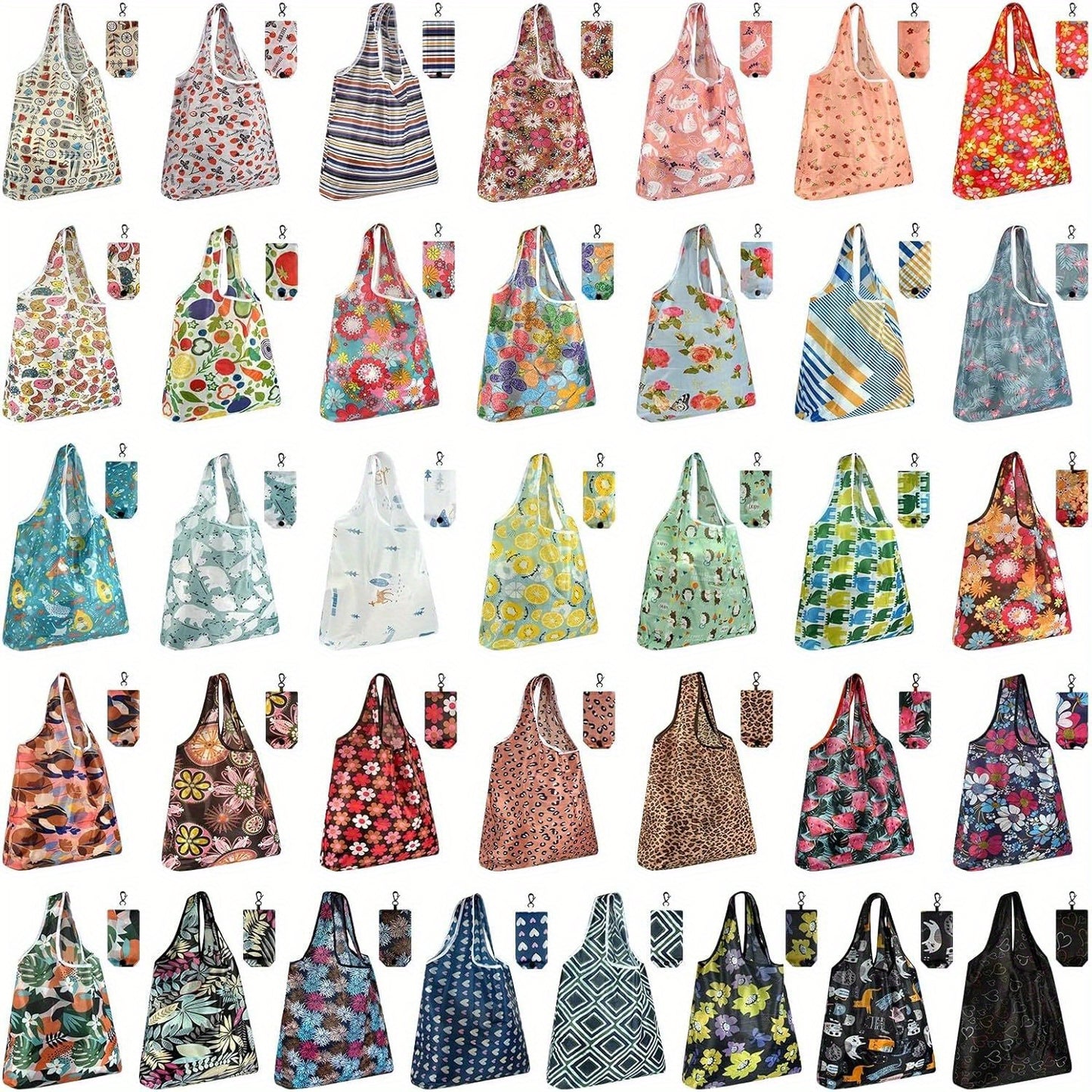 18/36pcs Reusable Grocery Bags - Foldable, Cute Tote Bags - Waterproof Nylon36