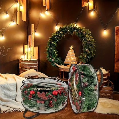 2/4pcs 24-30 Inch Transparent Wreath Storage Bags - Heavy-Duty PVC Garland Protectors with Handles for Seasonal Christmas Wreaths Storage, Organization, And Protection, Ideal for Winter Christmas Party Gift Supplies And Organizer Needs