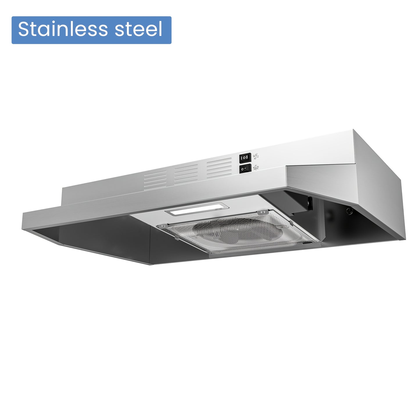 [Stainless Steel Vent Hood] 30 Inch Under Cabinet Range Hood, Ducted/Ductless Convertible Kitchen Hood, Stainless Steel Vent Hood with LED Lighting, Vent Hood with 2-Speed Exhaust Fan