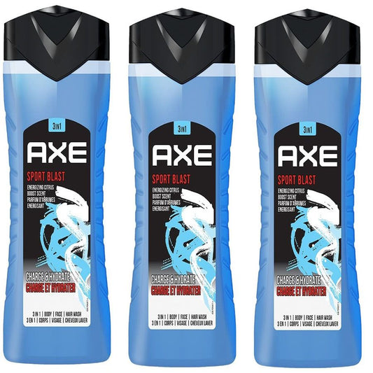 3 Pack Axe Body Wash Sport Blast 250 ml