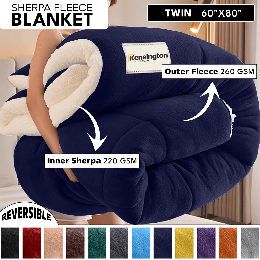 480GSM Heavy Sherpa Fleece Blanket – Double-Sided Warm Throw for Couch, Bed, Office and Travel, Reversible All Season Comfort, Room & Sofa Decoration, Holiday Gift, Sofa Blankets