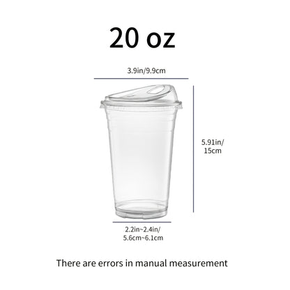 50 Sets Of Transparent PET Cups Without Straw Suction Lid for Coffee, Smoothies, Cold Drinks, Coffee Shops And Party Catering, Parties, Picnics, Travel And Various Activities, High Appearance And High Transparency, Disposable Cups 12/16/20/24oz for