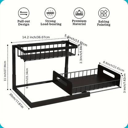 1/2pcs Kitchen Organizers And Storage, Kitchen Accessories, Utility Racks, Under Sink Organizer, Pull Out Cabinet Organizer, 2 Tier Slide Out Sink Shelf, Cabinet Storage Shelves, Under Sink Storage for Kitchen Bathroom Cabinet, Local Warehouse