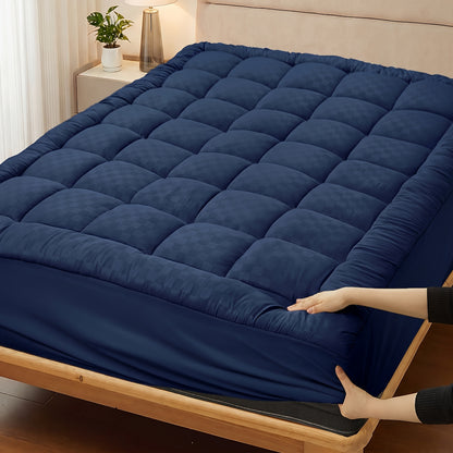 Cooling Mattress Topper, Overfilled Down Alternative Pillow Top, Fits 8-21 Inch Deep Pocket, Baffle Box Design Plush & Support Snow Down Alternative, Hotel Quality