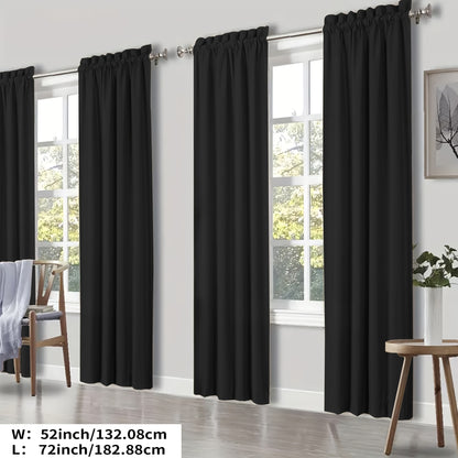 YOULEYAR 4 Panel Modern Blackout Thermal Insulated Energy Saving Curtain Drapes - Blocking Thermal, Solid Color Panels Suitable for Bedroom, Living Room, - Rod Pocket, Year-Round Use