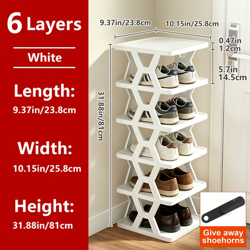 1pc Removable 6/9 Tier Shoe Rack, Space Saving Folding Shoe Rack for Home And Dormitory, Hallway, Living Room - Separate Narrow Shoe Rack for Indoor Doorway Storage. Holds Keys, Small Photo Frames, Etc.