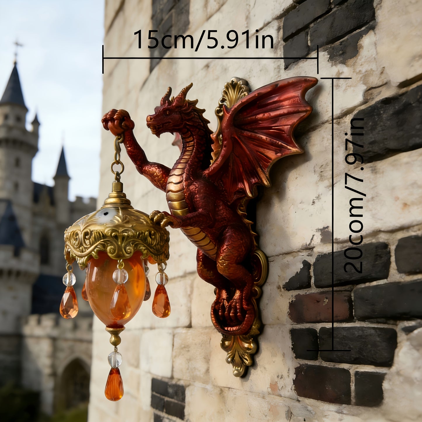 Flame Red Dragon Wall Light Warm Light Like Lava Flow Orange Red Gradient Flame Scales Majestic Red Dragon Claw Gentle Night Light Fantasy Atmosphere Bedroom Hotel Restaurant Decor Perfect Holiday New Year Gift