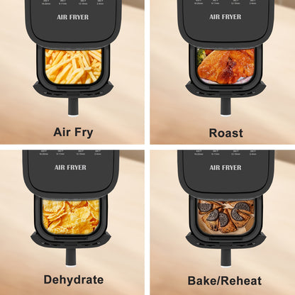 6 Quart Air Fryer with 8 Preset Functions – 6-in-1 Large Capacity Air Fryer Oven with Smart Cook Program, Stainless Steel Rack, Viewing Window & Interior Light