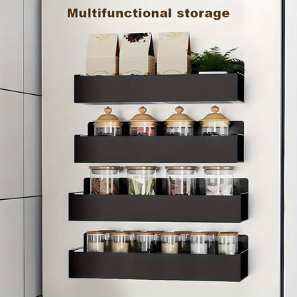 Magnetic Storage Box Organizer for Refrigerator, Washing Machine & Coffee Machine – Strong Magnetic Adsorption No-Drill Spice Rack & Kitchen Organizer, Stylish Household Storage (Black/White, 2/4pcs)