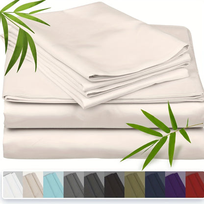 Emircey 3-piece100% Bamboo Fiber Cooling Bedding, Featuring Deep Pocket Design, Breathable And Cool, Suitable for Those Prone to Heat And Excessive Sweating. Fitted Sheet And Pillowcases, Gift for Family Members, Available In Queen King Sizes