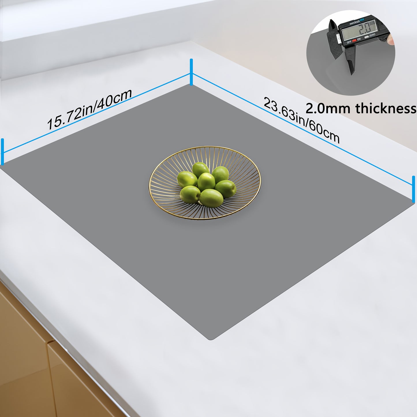 Extra Large Silicone Mat, Silicone Mats for Kitchen Counter, Nonslip Heat Resistant Mat, Multipurpose Countertop Protector, Nonstick Waterproof Craft Mat Table Placemat