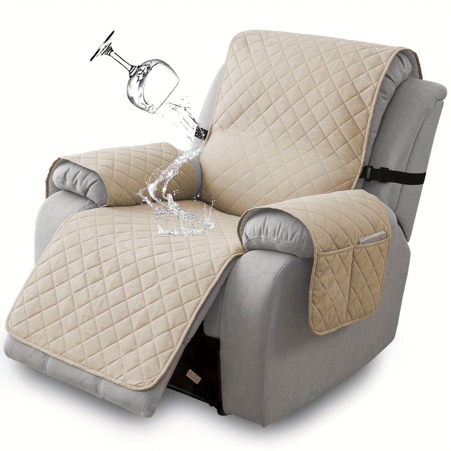 1pc 100% Non-Slip Recliner Chair Cover Sofa Slipcover, Pet Cover For Large Recliner With Elastic Straps, Washable Chair Seat Cover Recliner Chair Furniture Protector, Recliner Compatible, Valentine'S Day Home Decorations