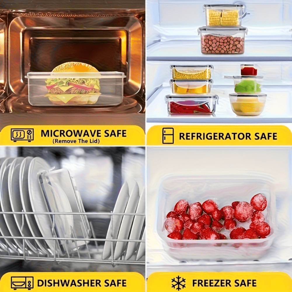 Stackable Food Storage Containers with Lids - Microwave and Freezer Safe Leak Proof Plastic Boxes for Fruits Vegetables and Leftovers, Heavy Duty Reusable Meal Prep Containers for Kitchen Pantry Organization, Available in 24, 48 and 50 Piece Sets