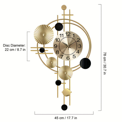 Cast Iron Wall Clock Large Modern Silent No-Ticking Irregular Digital Wall Art Decor for Living Room Bedroom 30.7 x 17.7 Inch Industrial Home Decoration Unique Big Clock