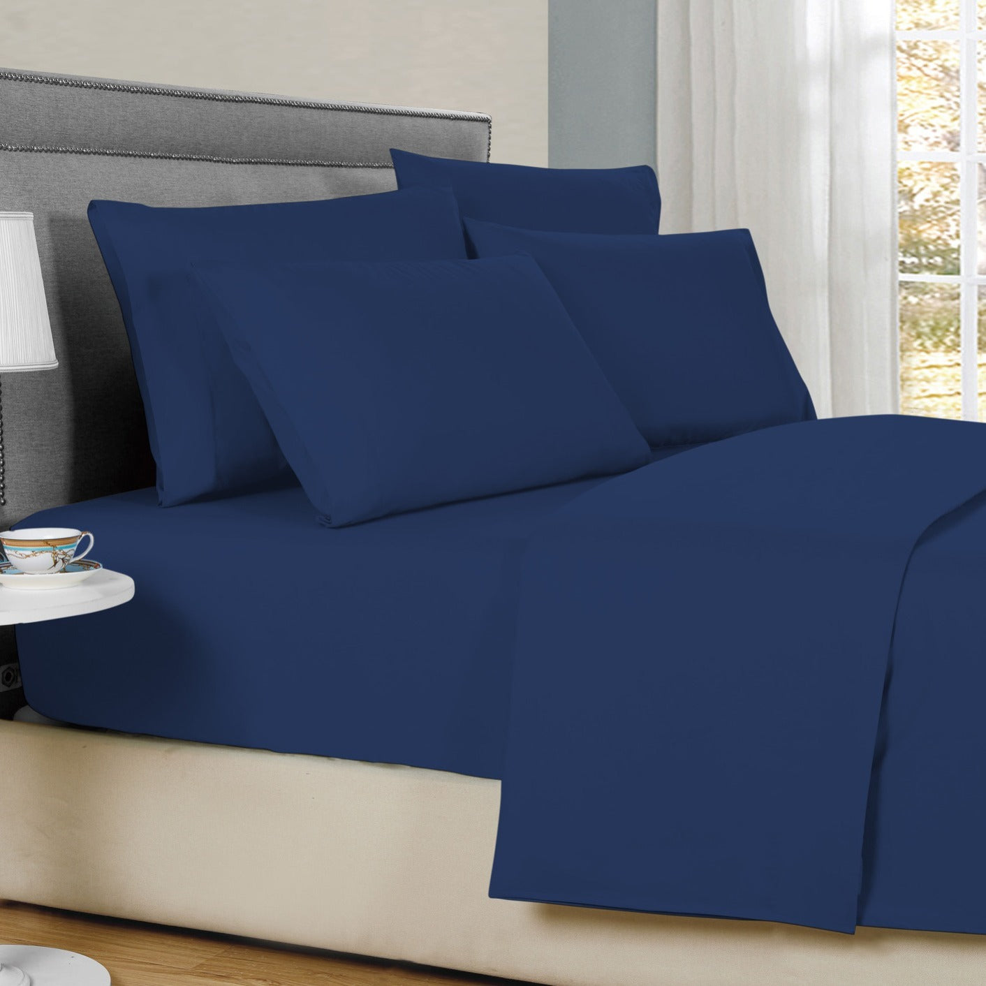 Bibb Home 2000 Thread Count 6 Piece Bamboo Sheet Set – Summer Satin Cooling, Deep Pocket, 6-Pc Egyptian Luxury, Bonus Pillowcases
