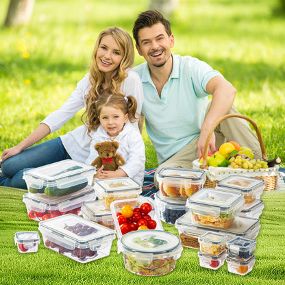 48/24/12-Piece Food Storage Container Set, Fresh-Keeping Containers with Easy-Lock Lids, 24/12/6 Lids + 24/12/6 Containers - Airtight Plastic Containers, Suitable for Pantry, Travel, Outdoor Picnics, Kitchen Organization, Includes Labels and Markers