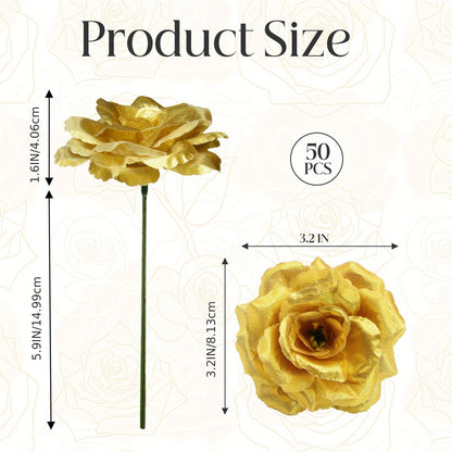 50pcs Artificial Roses Eternal Blossom Silkly Roses Flower, for Wedding Decorations, DIY Decor, And Valentine's Day