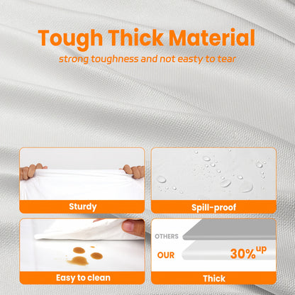 TOMNK Disposable Plastic Tablecloths 18/36 Pack, 54 X 108 Inch Table Cloths, Party, Picnic, Wedding, Decorative Tablecloths, Plastic Cover, Leakproof & Sturdy, White/Black
