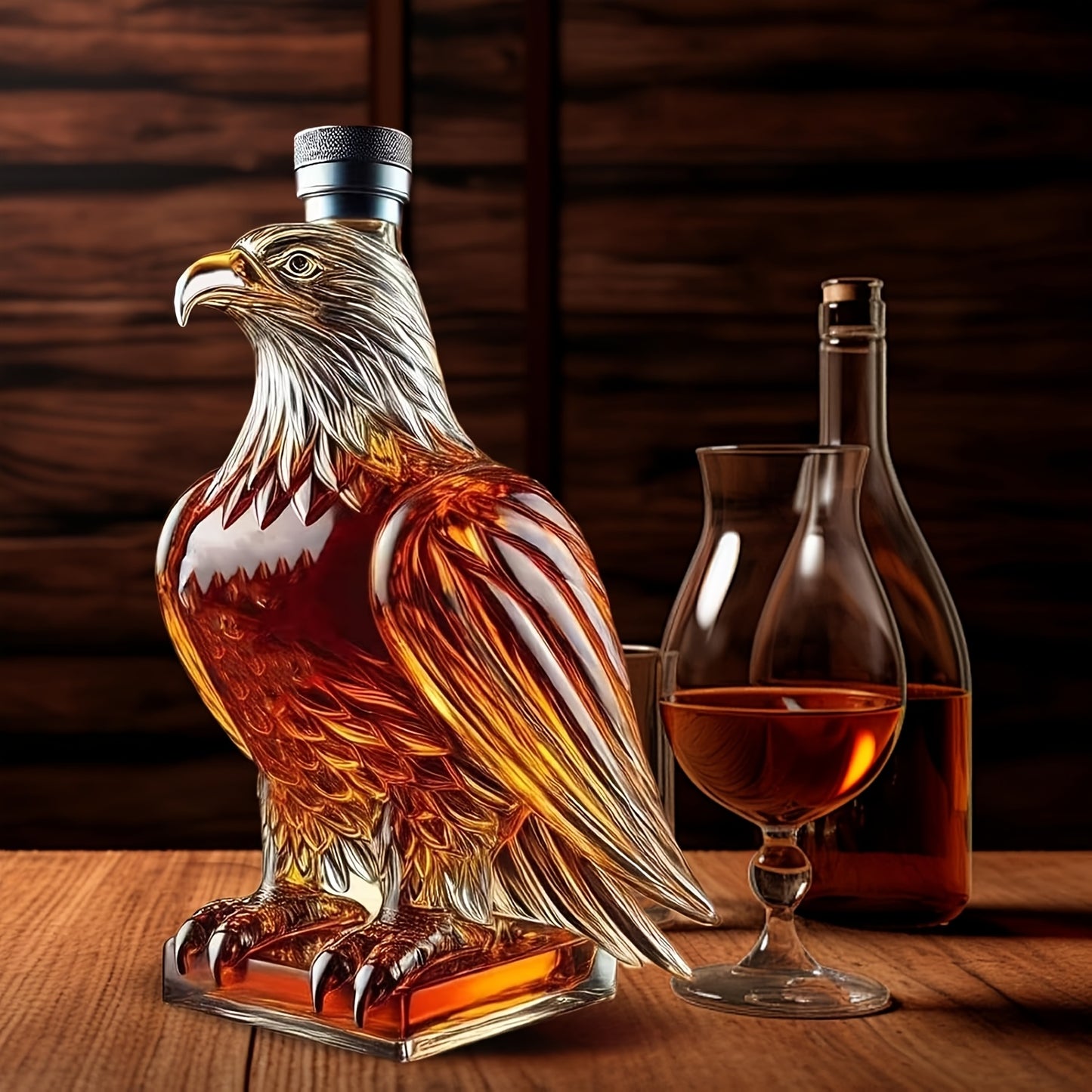 Eagle-Shaped Whiskey Decanter, Eagle Shaped Animal Model Design, with Wings Base - Elegant Eagle, for Special Occasions, Dining Table Or Home Bar Decor - Ideal for Wine & Spirits Presentation, Collectible Table Centerpiece