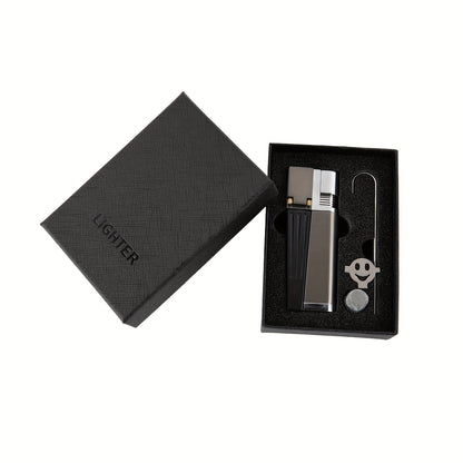Folding Pipe Lighter Refillable 2-in-1 with Adjustable Flame, Metal-Crafted Durable Design, Gift Box Included – Windproof Butane Lighter for Men, Outdoor, Christmas & Valentine’s Day Gift