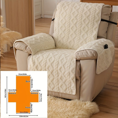 1pc of Shu Velveteen Non-Slip Recliner Cover, Soft Plush Single Chair Sofa Cover, Armrested Single Chair Protective Cover, Pet Scratch-Resistant Sofa Cover, Recliner Protection Cover, Ideal for Bedroom, Office, Living Room, Home Decor
