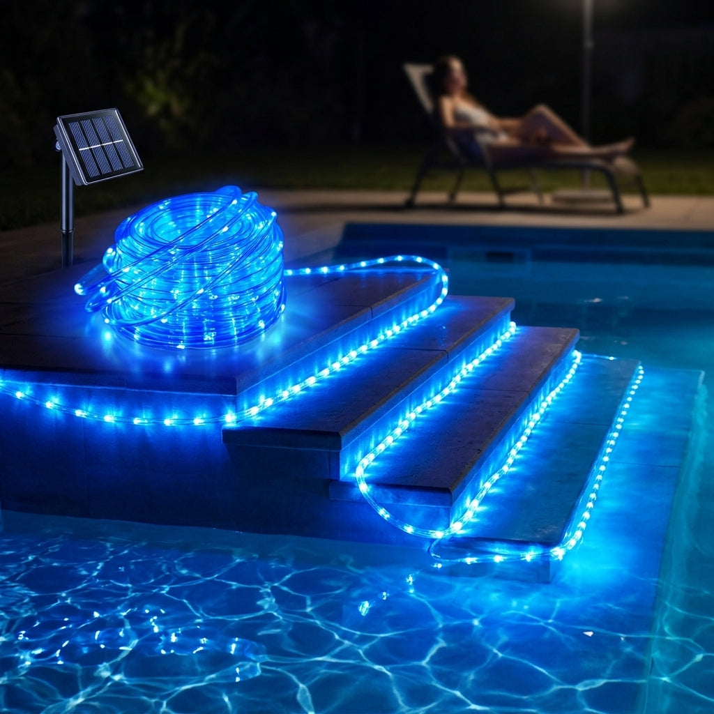 Outdoor Solar LED String Lights, Flexible Fairy Lights for Pool, Fountain, Wedding Decor 105/72/40/23FT, 300/200/100/50Leds